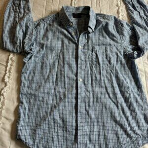 Untuck It XL Long Sleeve Blue Paid Button Down Shirt Regular Martolla